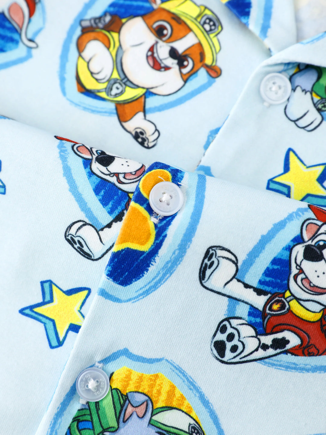 PAW Patrol Set de Pijamas Casual a Rayas con Solapa para la Familia a Juego con Resistencia al Fuego y Bloques de Color