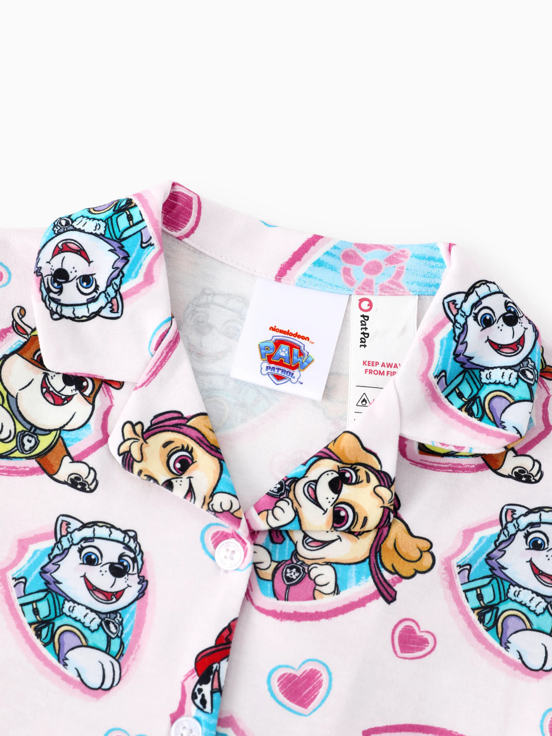 PAW Patrol Pyjamas décontractés assortis maman et moi à rayures avec col à revers et traitement ignifuge Bloc de couleurs