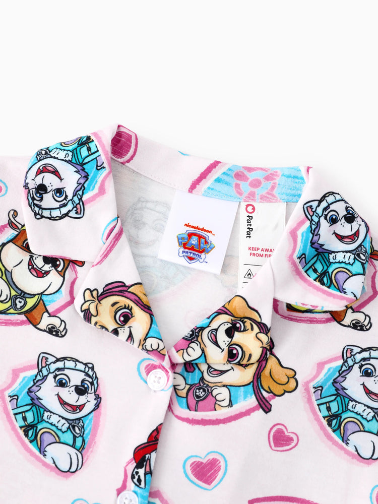 PAW Patrol Mommy & me Casual Stripe Lapel Pajamas Sets with Flame Resistant Color block