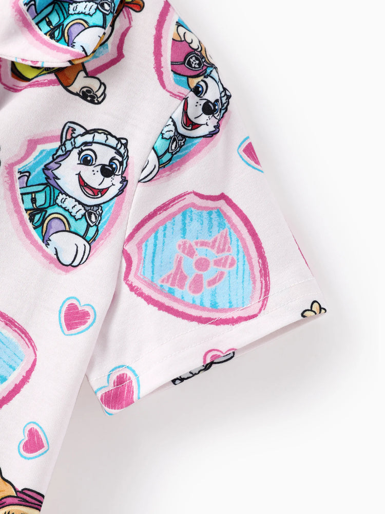 PAW Patrol Matching Family Casual Stripe Lapel Pajamas Sets with Flame Resistant Color block