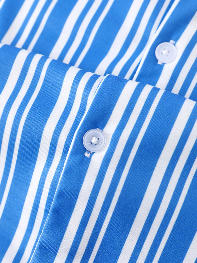 PAW Patrol Matching Family Casual Stripe Lapel Pajamas Sets with Flame Resistant Color block