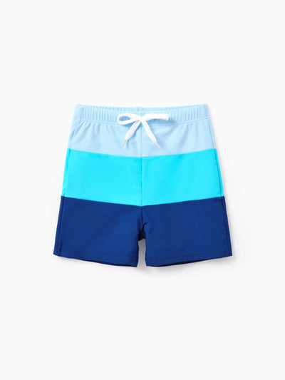 Toddler Boy Color Block Swim Trunks Set Blue