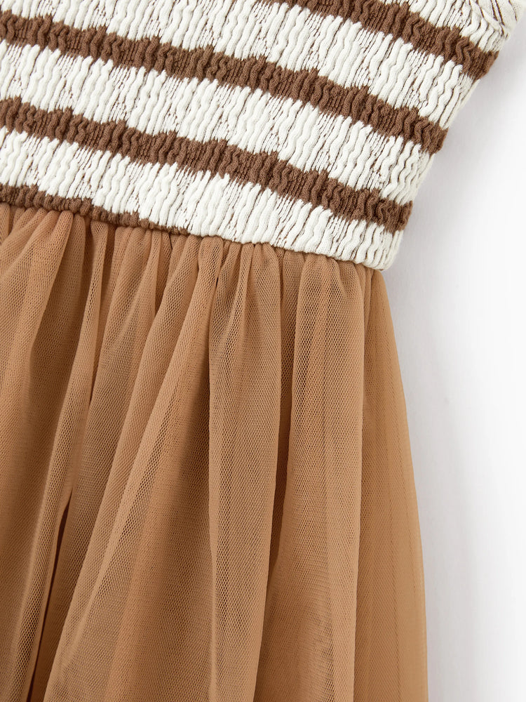 Matching Striped Dresses for Mommy & Me Twist-Front Dress with Tulle S - PatPat Matching Striped Dresses for Mommy & Me Twist-Front Dress with Tulle S - PatPat