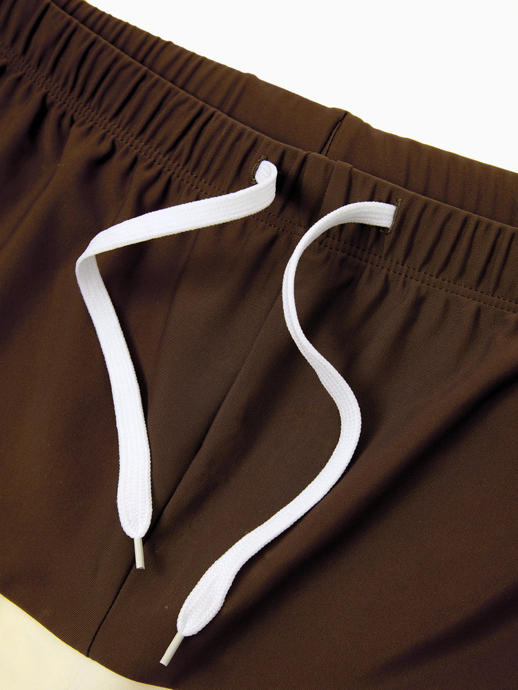 Daddy & Daughter Color Block Swimsuits Summer Beach Vacation Swimwear Coffee