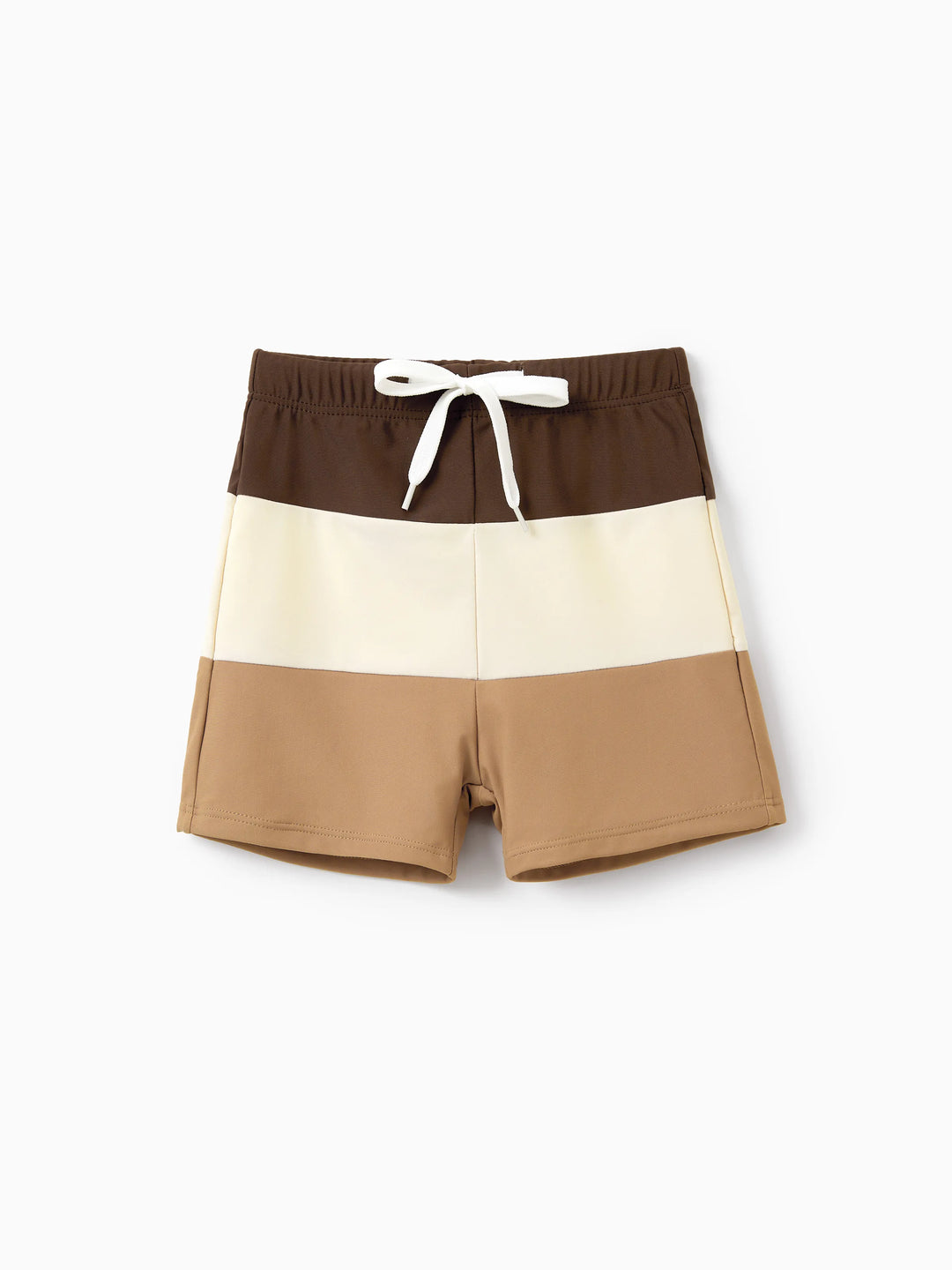 Toddler Boy Color Block Swim Trunks, Summer Beach Vacation Swimwear Coffee