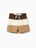 Bañador de bloques de color para niño pequeño, ropa de baño para vacaciones de verano Café