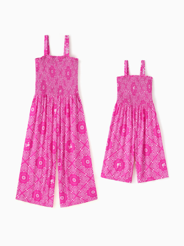 Barbie Mommy and Me Bamboo Allover Print Jumpsuit Hot Pink