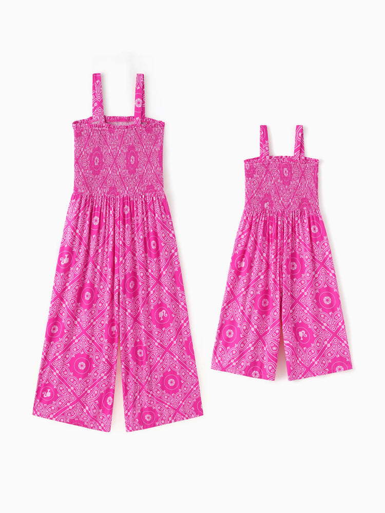 Barbie Mommy and Me Bamboo Allover Print Jumpsuit Hot Pink