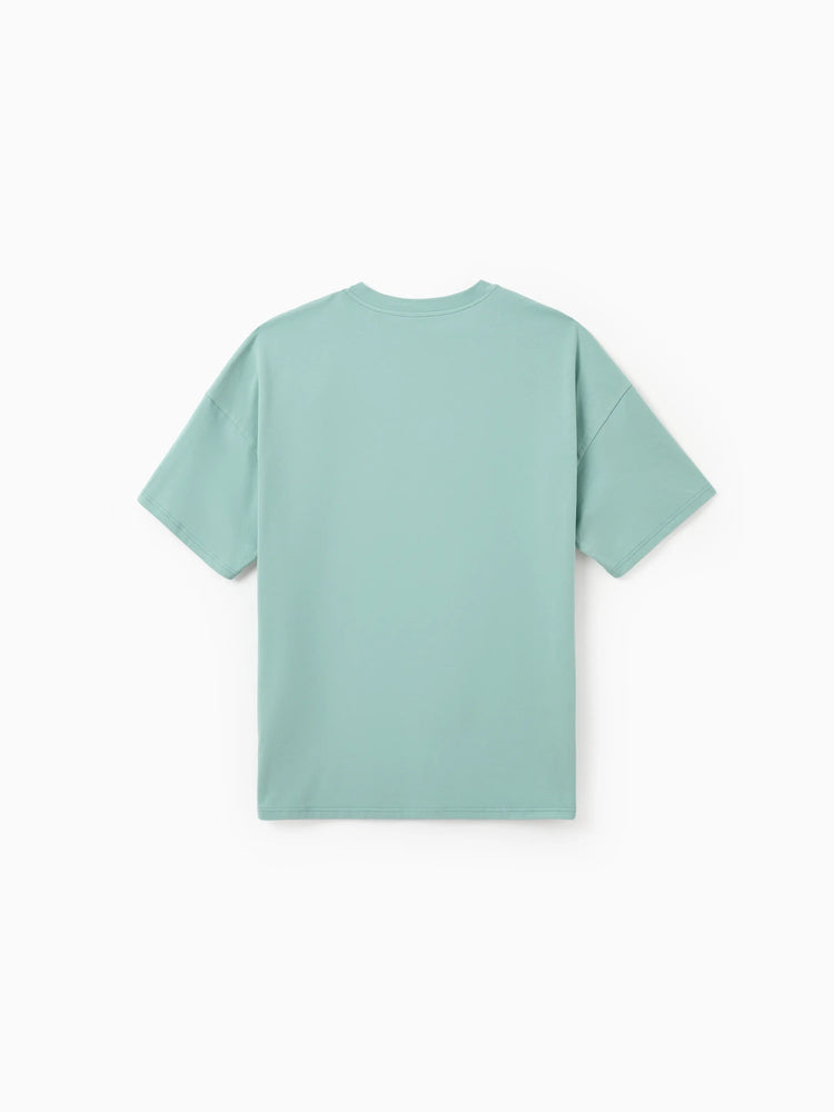 Family Matching T-Shirt & Dress Set Polka Dot Puff-sleeve Dress for Mom, Daughter & Baby, Color Block Cotton Tee for Dad & Son, Perfect for Family Outings & Photos Light Green