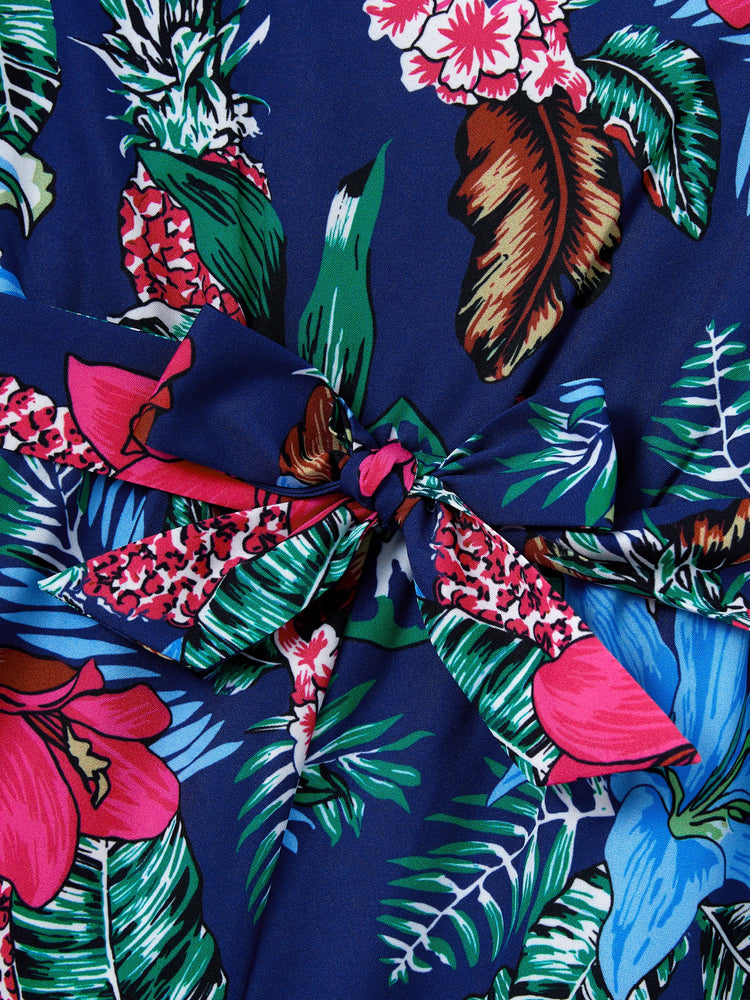 Matching Family Floral Print Sleeveless Cami Jumpsuit for Mommy & Me  Deep Blue