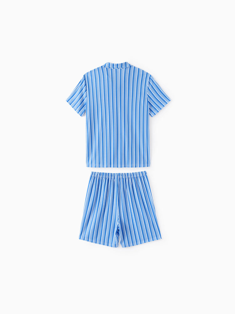 PAW Patrol Matching Family Casual Stripe Lapel Pajamas Sets with Flame Resistant Color block