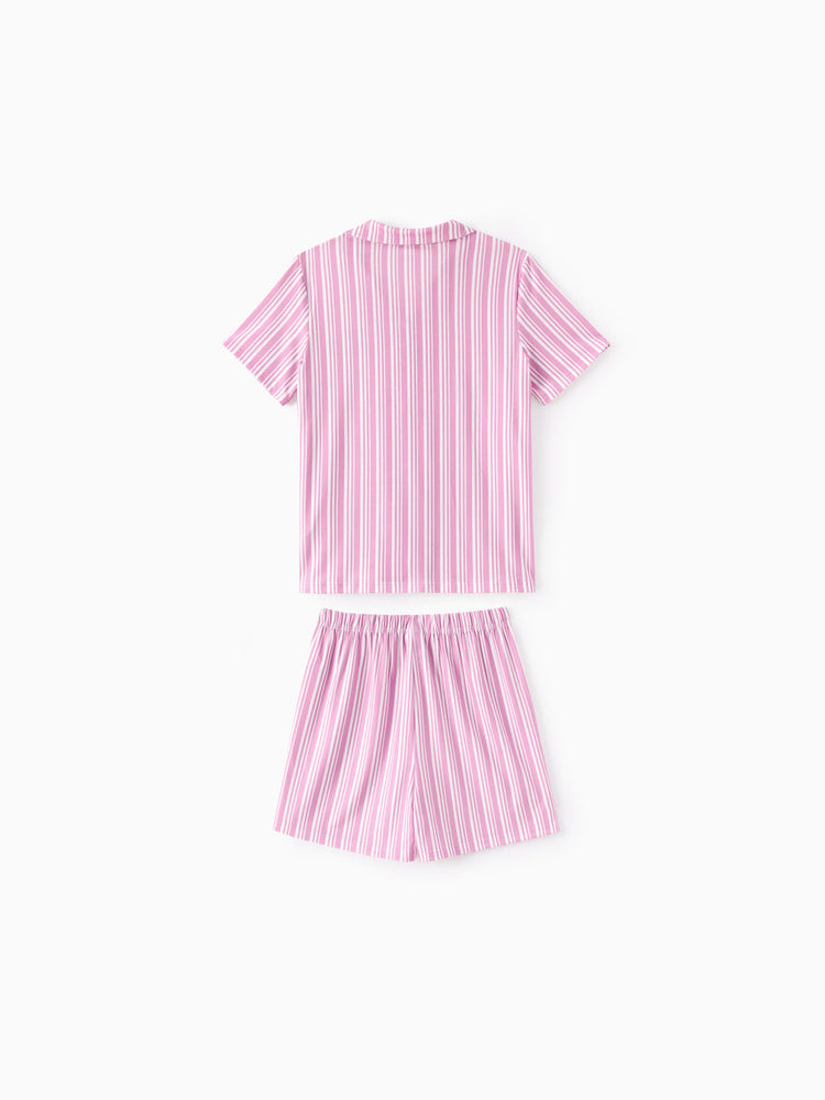 PAW Patrol Mommy & me Casual Stripe Lapel Pajamas Sets with Flame Resistant Color block