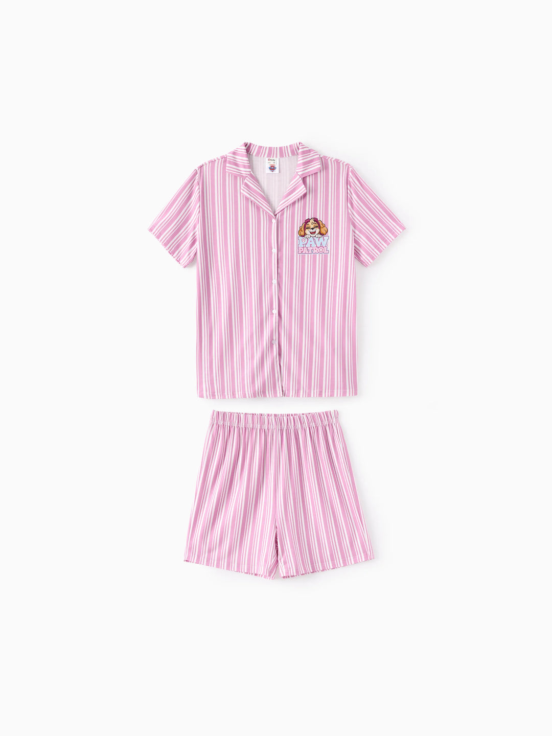 PAW Patrol Set de Pijamas Casual a Rayas con Solapa para la Familia a Juego con Resistencia al Fuego y Bloques de Color