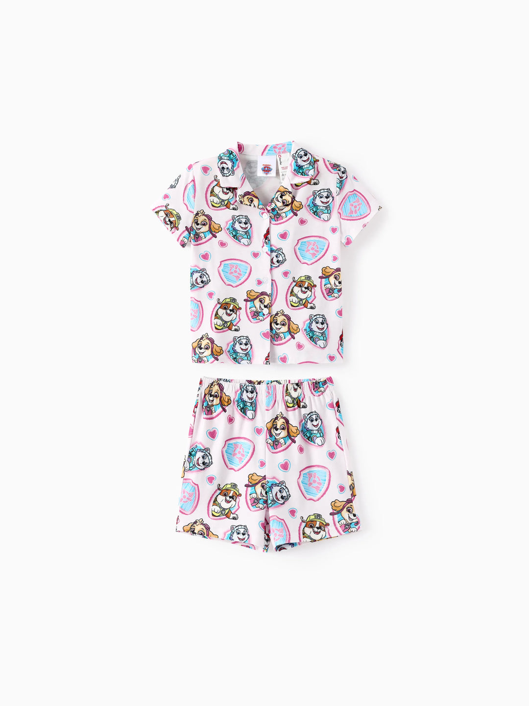 PAW Patrol Pyjamas décontractés assortis maman et moi à rayures avec col à revers et traitement ignifuge Bloc de couleurs