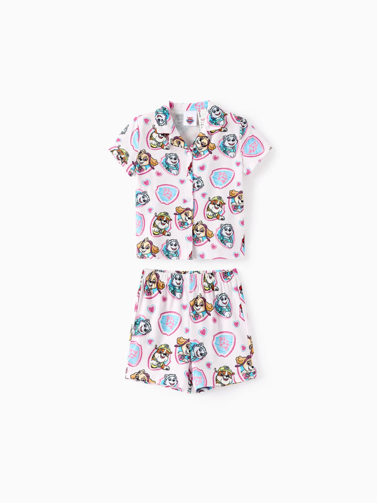 PAW Patrol Mommy & me Casual Stripe Lapel Pajamas Sets with Flame Resistant Color block