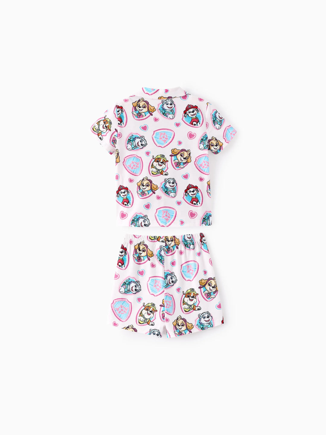 PAW Patrol Set de Pijamas Casual a Rayas con Solapa para la Familia a Juego con Resistencia al Fuego y Bloques de Color