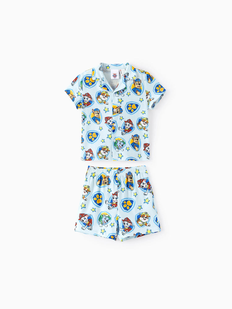 PAW Patrol Mommy & me Casual Stripe Lapel Pajamas Sets with Flame Resistant Color block