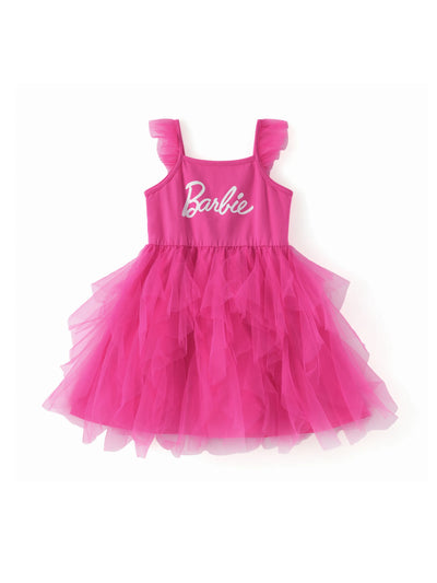 Barbie Toddler Girl Multilayers Mesh Dress Hot Pink