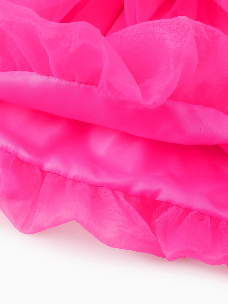 Barbie Toddler/Kid Girl Barbie Letter Print Layered Tulle Dress Hot Pink