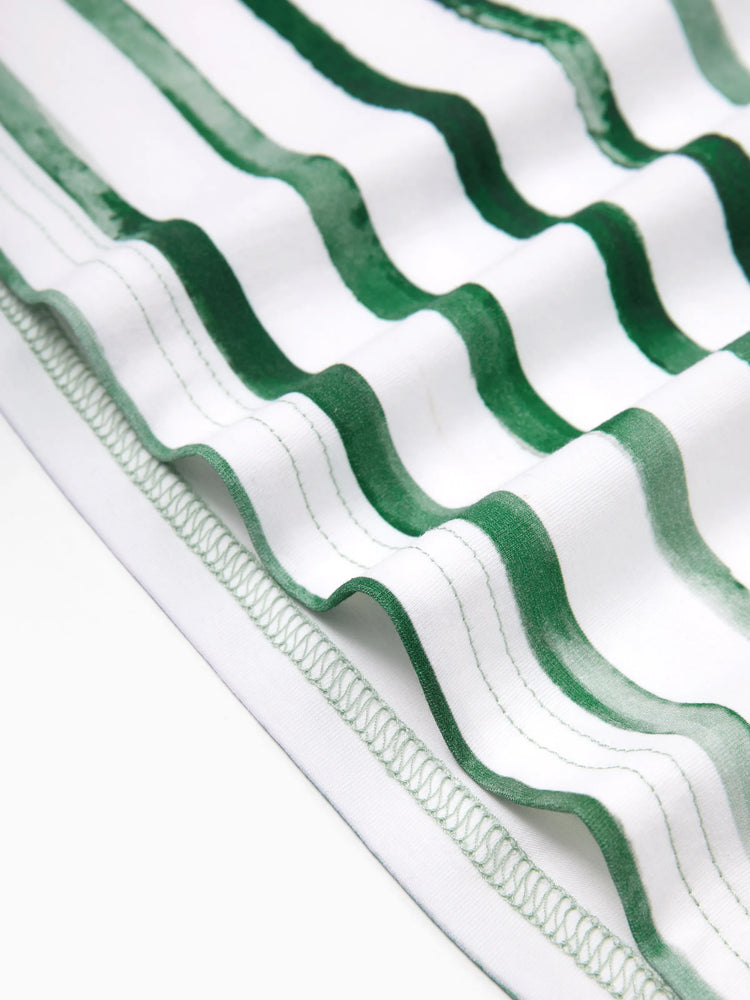 Daddy & Son Cotton Outfits Set Green Striped T-Shirt and Dress Set for Dad, Mom, Kids & Baby, Perfect for Summer Family Outings & Photos Green