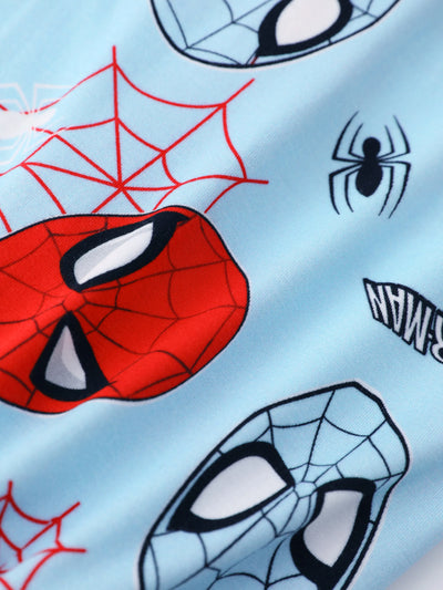 Marvel Bamboo Baby Boy/Girl Spider-Man 2-Way Zip Onesies Anti Slip Long-sleeve Footie Blue