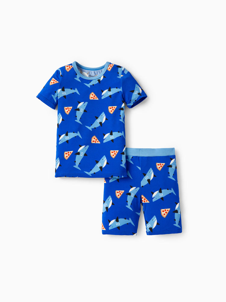 Bamboo Baby/Toddler 2pcs Childlike Printed Snug-Fitting Pajama Sets Sky blue
