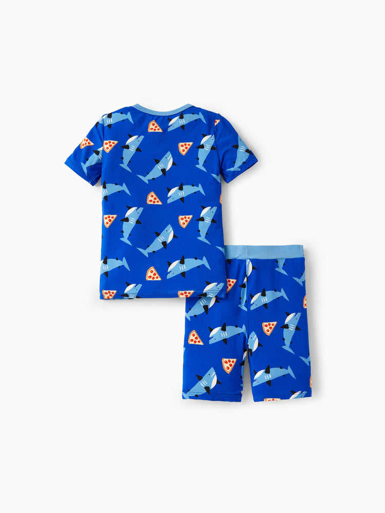 Bamboo Baby/Toddler 2pcs Childlike Printed Snug-Fitting Pajama Sets Sky blue