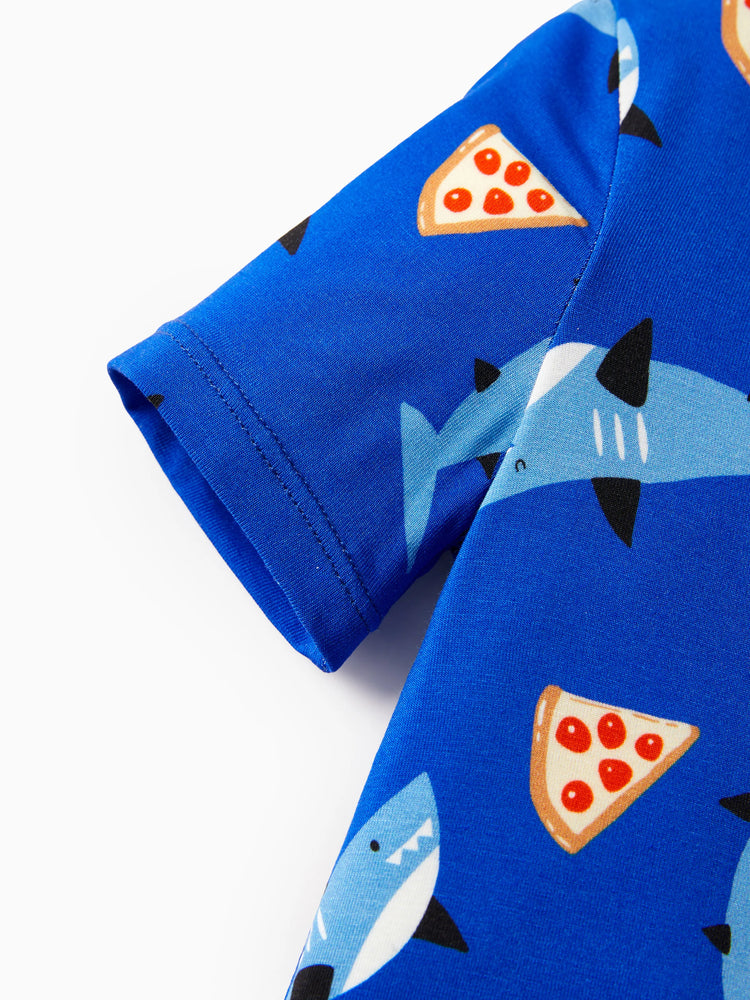 Bamboo Baby/Toddler 2pcs Childlike Printed Snug-Fitting Pajama Sets Sky blue