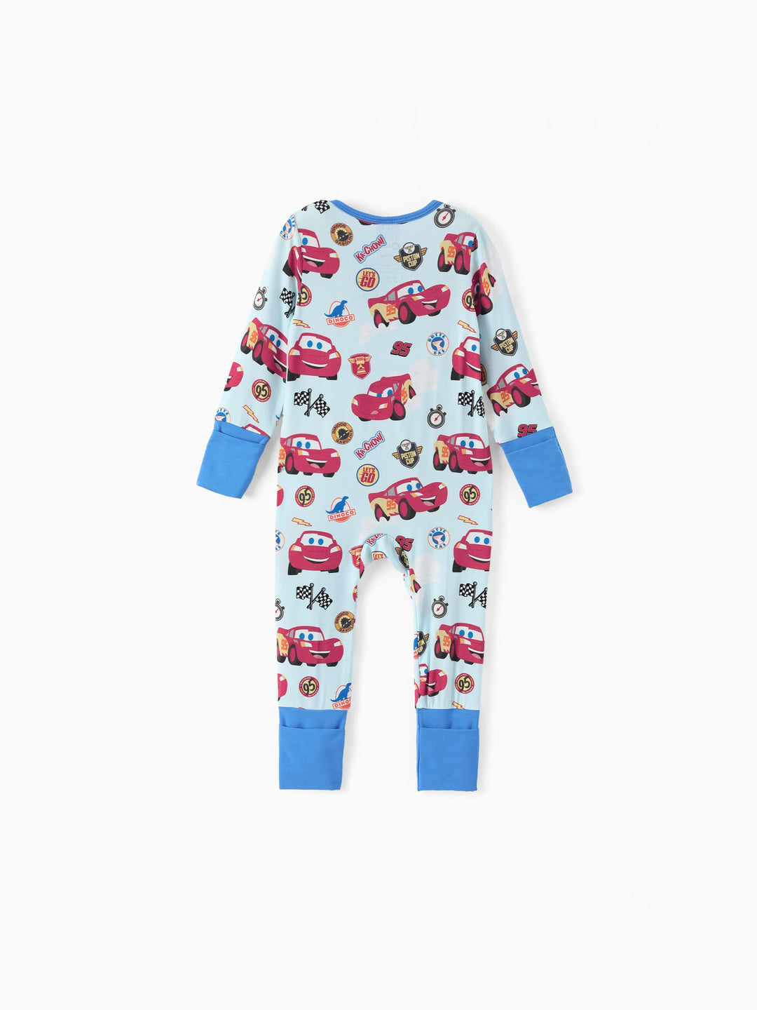 Cars Bamboo Baby Boy Lightning McQueen 2-Way Zip Onesies Anti Slip Long-sleeve Footie Blue