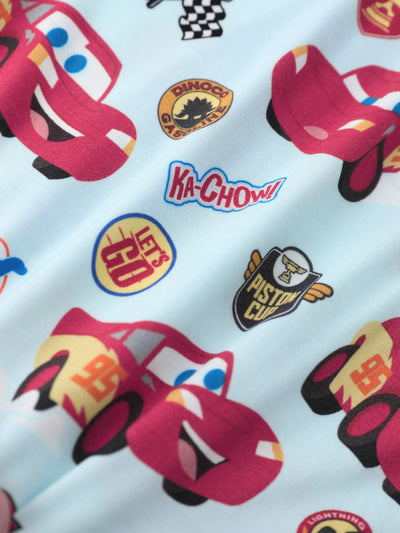 Cars Bamboo Baby Boy Lightning McQueen 2-Way Zip Onesies Anti Slip Long-sleeve Footie Blue