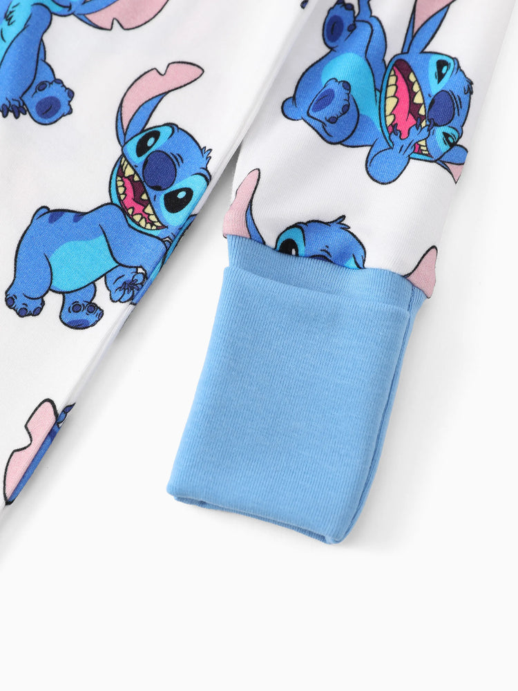 Disney Stitch Bamboo Baby Boy/Girl 2-Way Zip Onesies Anti Slip Long-sleeve Footie Blue