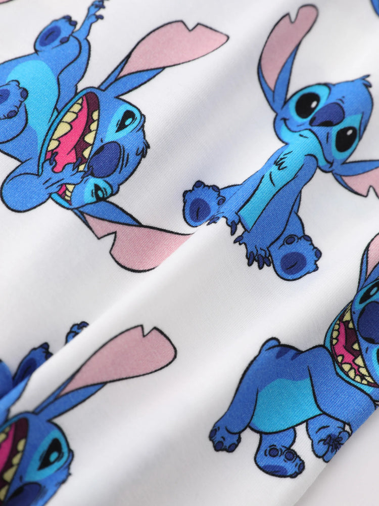 Disney Stitch Bamboo Baby Boy/Girl 2-Way Zip Onesies Anti Slip Long-sleeve Footie Blue