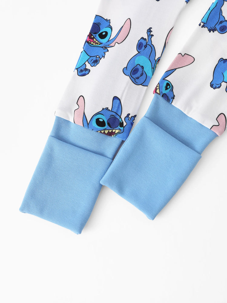 Disney Stitch Bamboo Baby Boy/Girl 2-Way Zip Onesies Anti Slip Long-sleeve Footie Blue