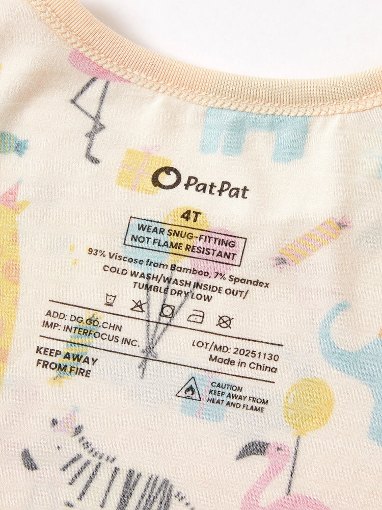 Bamboo Baby/Toddler 2pcs Childlike Printed Snug-Fitting Pajama Sets Pale Yellow