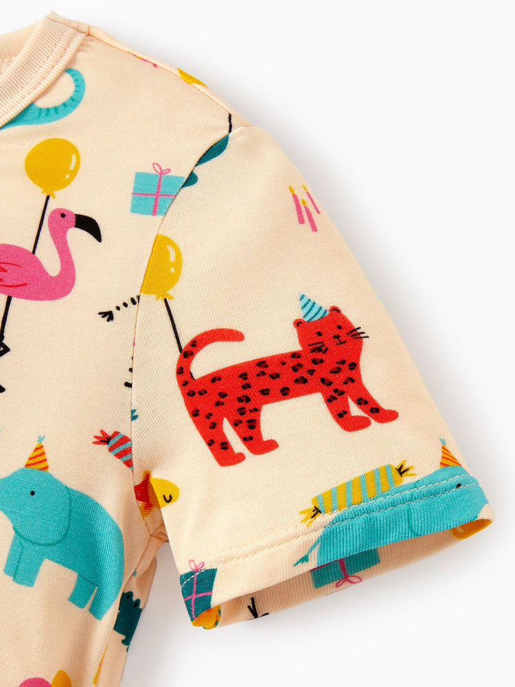 Bamboo Baby/Toddler 2pcs Childlike Printed Snug-Fitting Pajama Sets Pale Yellow