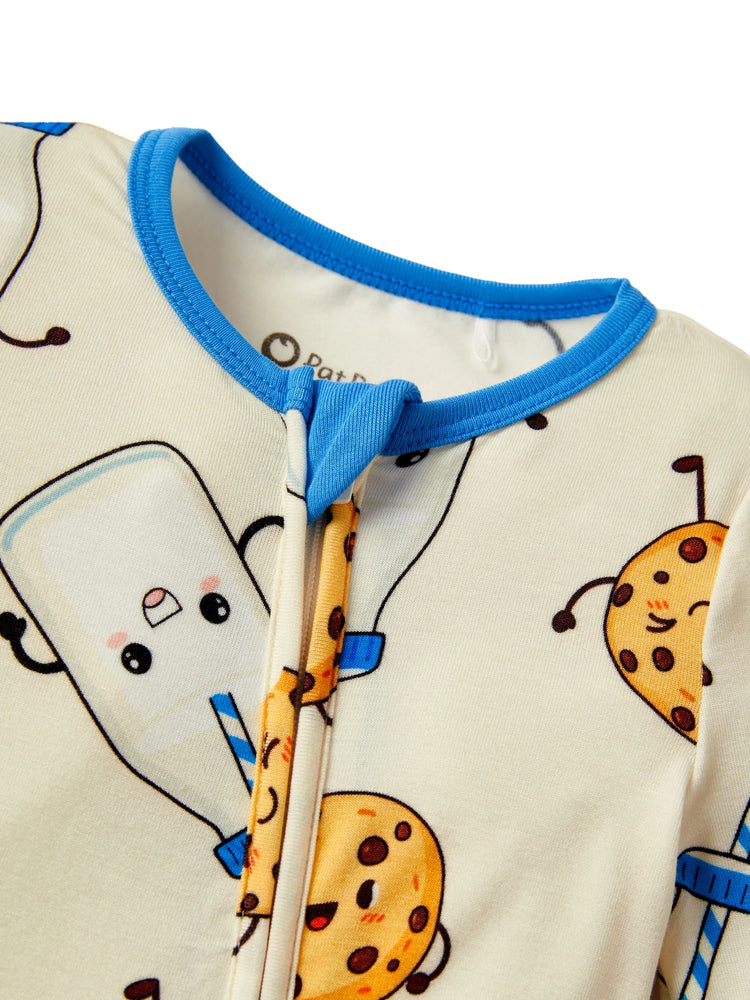 Bamboo Baby Boy/Girl Animal Printed 2-Way Zip Onesies Anti Slip Long-sleeve Footie with Hairband Blue