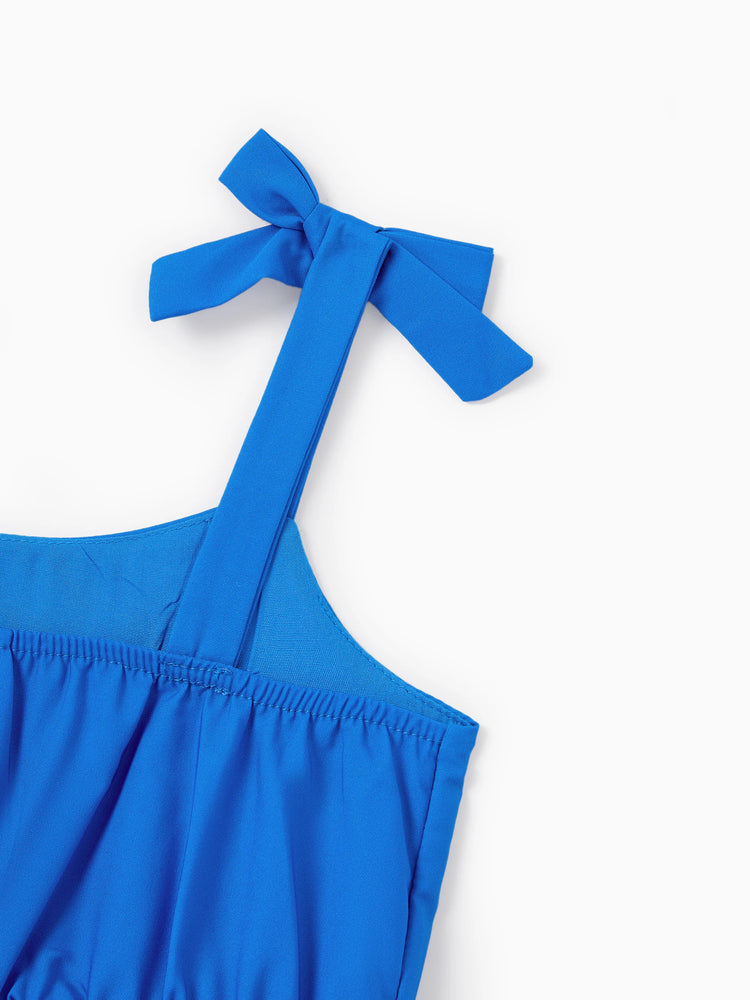 Daddy & Daughter Outfits Set Floral Sleeveless Dress or Short-sleeve T-shirt Blue