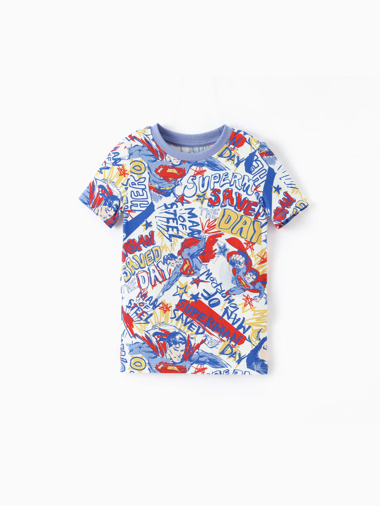 Justice League Toddler/Kid Boy Bamboo Superman 2pcs Snug-Fitting Pajamas Set Blue