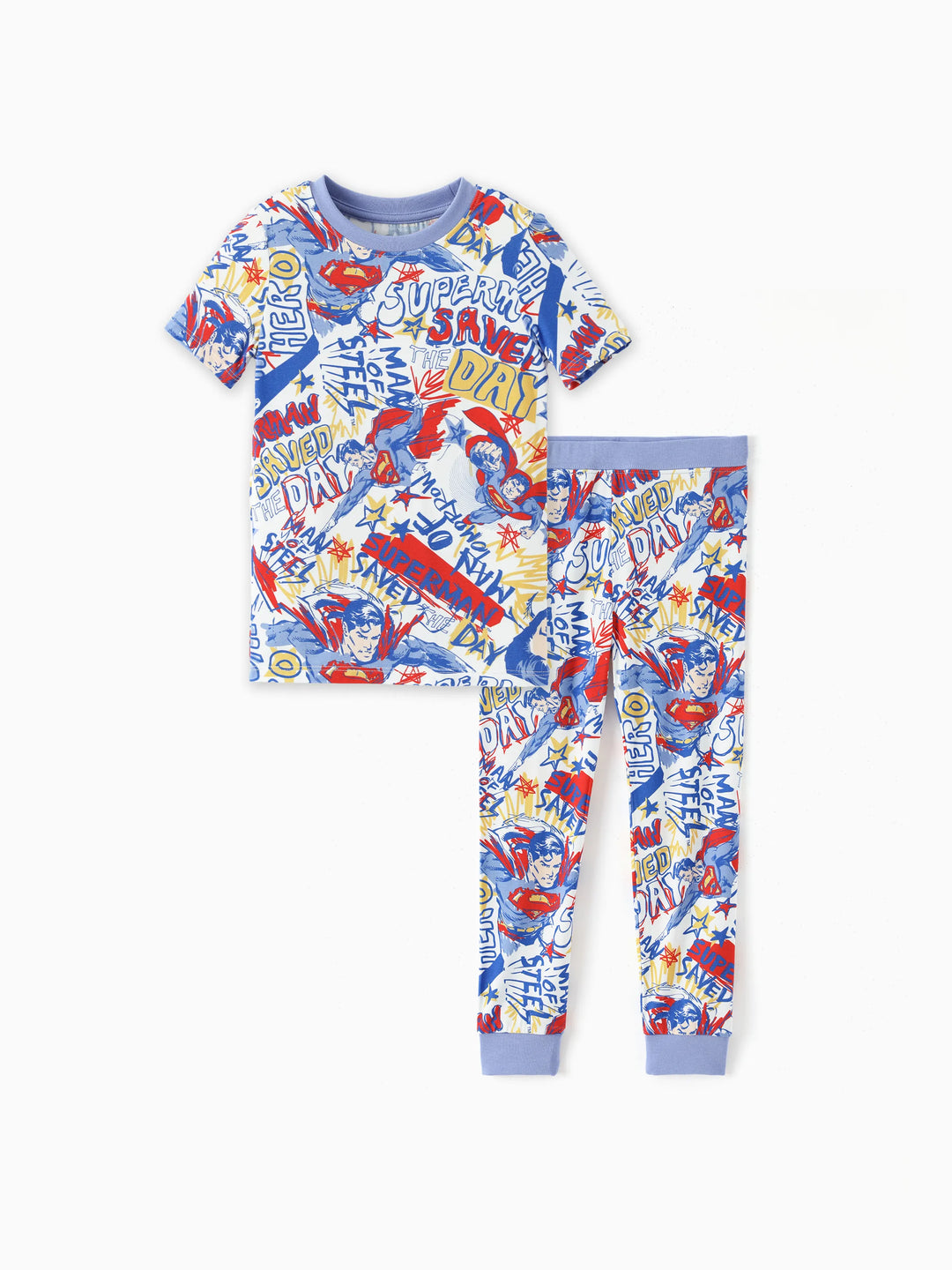 Justice League Kleinkind/Jungen Bambus Superman 2-teiliger eng anliegender Pyjama-Set Blau