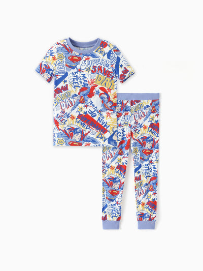 Justice League Toddler/Kid Boy Bamboo Superman 2pcs Pajamas Set Blue