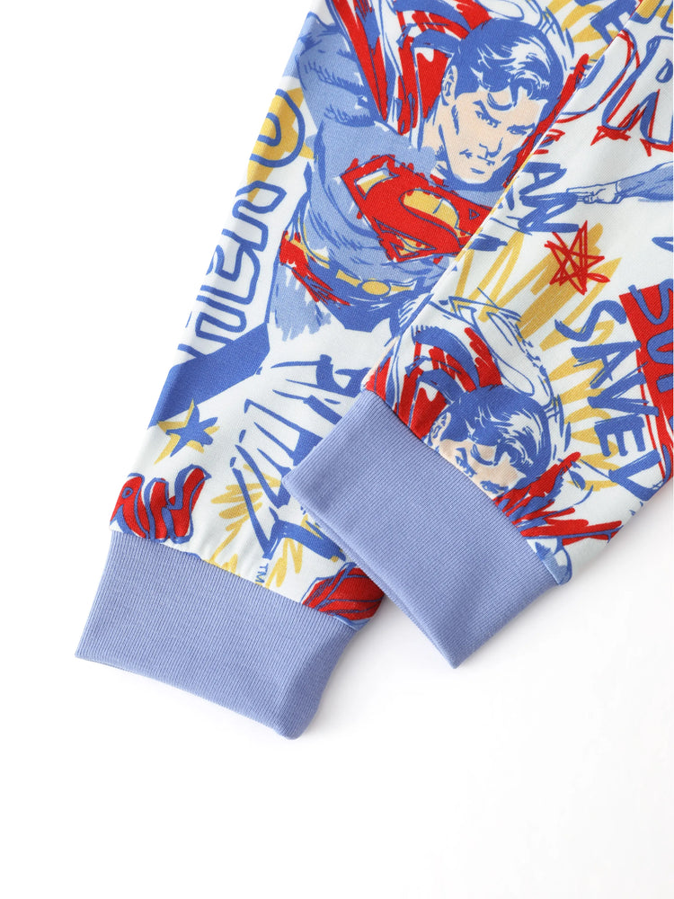 Justice League Toddler/Kid Boy Bamboo Superman 2pcs Snug-Fitting Pajamas Set Blue