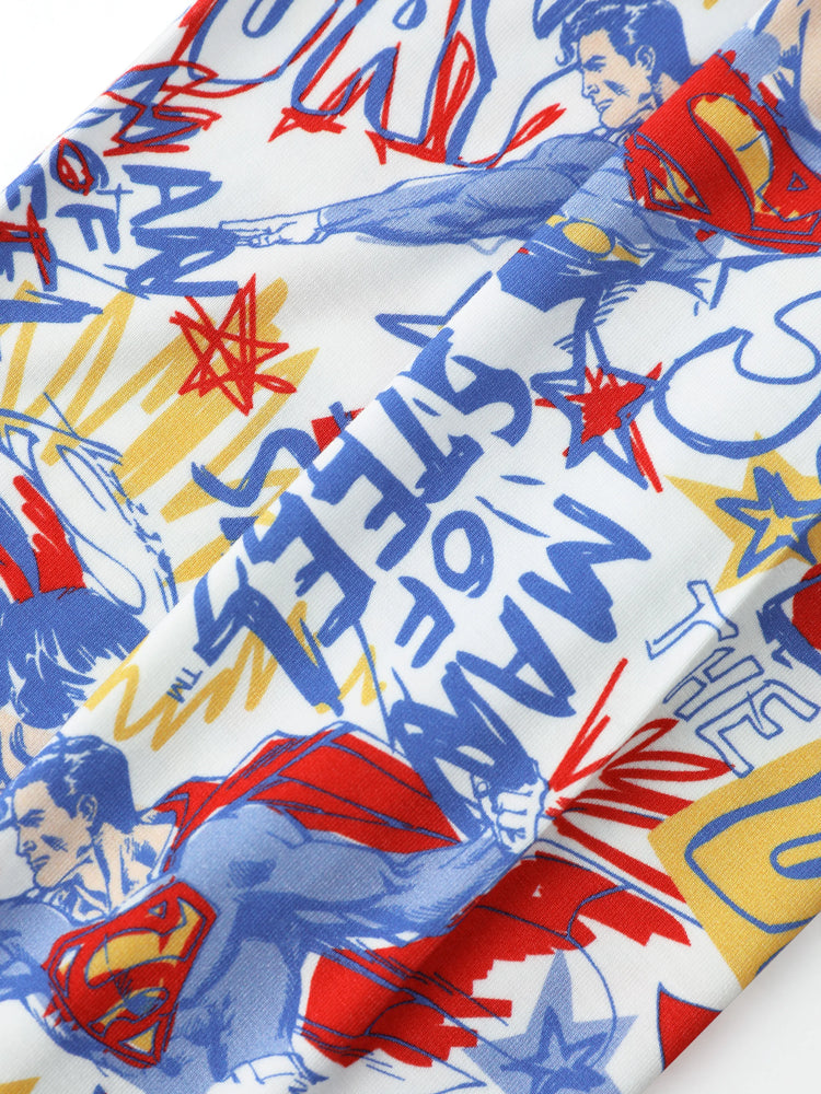 Justice League Toddler/Kid Boy Bamboo Superman 2pcs Snug-Fitting Pajamas Set Blue