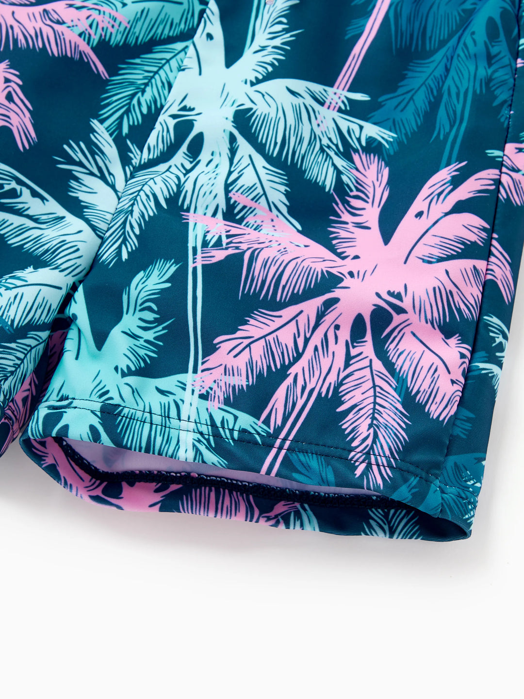 Conjunto de bañadores para niño pequeño con estampado de palmeras tropicales, ropa de baño para vacaciones en la playa Turquesa
