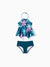 Toddler Girl Swimsuits Tropical Palm Tree Print Ruffle two-piece Swimsuit, Beach Vacation Swimwear Turquoise