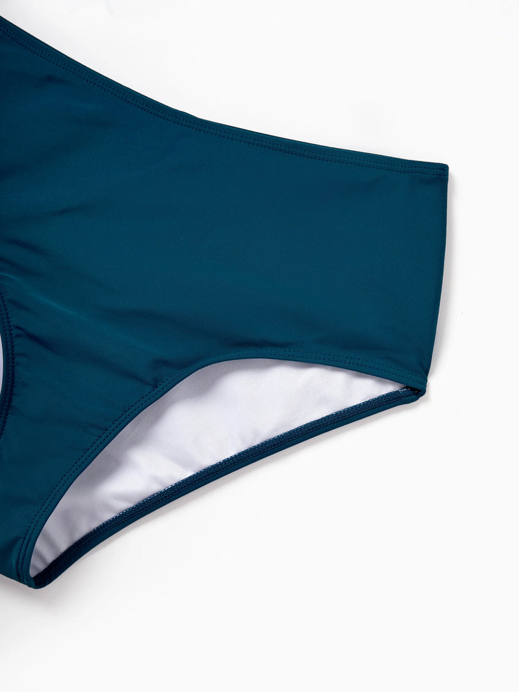 Family Matching Swimsuits Tropical Palm Tree Print, Mommy and Me Ruffle two-piece Swimsuit, Daddy and Son Swim Trunks Set, Beach Vacation Swimwear Turquoise