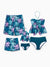 Trajes de baño familiares a juego con estampado tropical de palmeras, traje de baño de dos piezas con volantes para mamá y yo, bañadores para papá e hijo, ropa de playa para vacaciones Turquesa