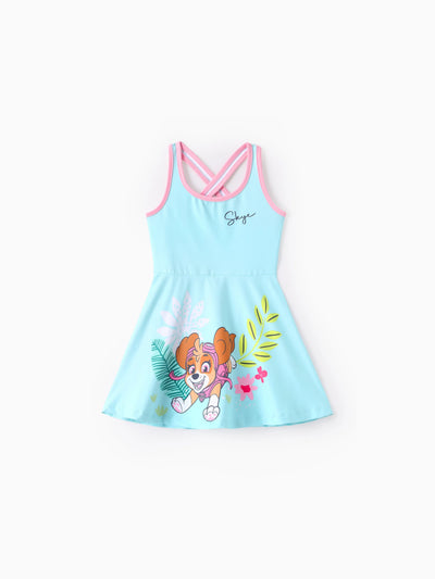 PAW Patrol Toddler/Kid Girl Floral Crisscross Back Dress Turquoise