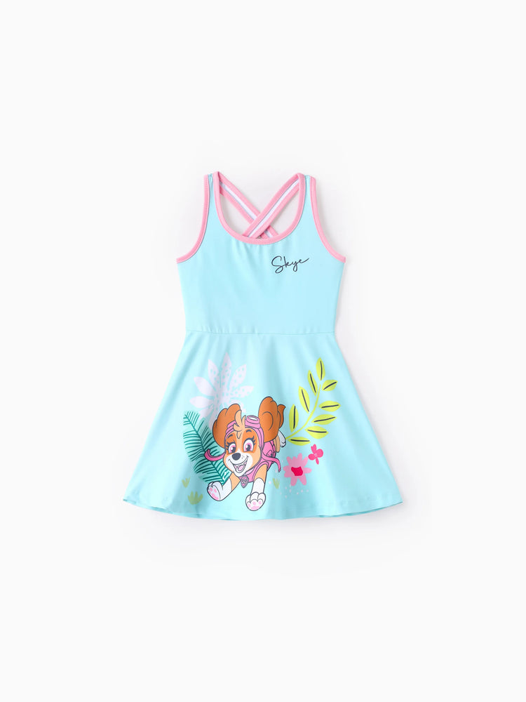 PAW Patrol Mommy & me Floral Dress with Built-in Shorts & Pockets/ Cotton Top Turquoise
