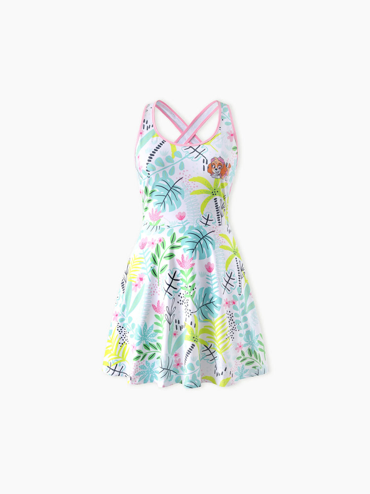PAW Patrol Mommy & me Floral Dress with Built-in Shorts & Pockets/ Cotton Top Turquoise