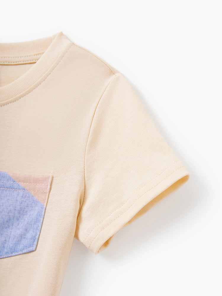 Daddy & Son Outfits Set Colorblock Sleeveless Strappy Dress or Short-sleeve T-shirt Multi-color